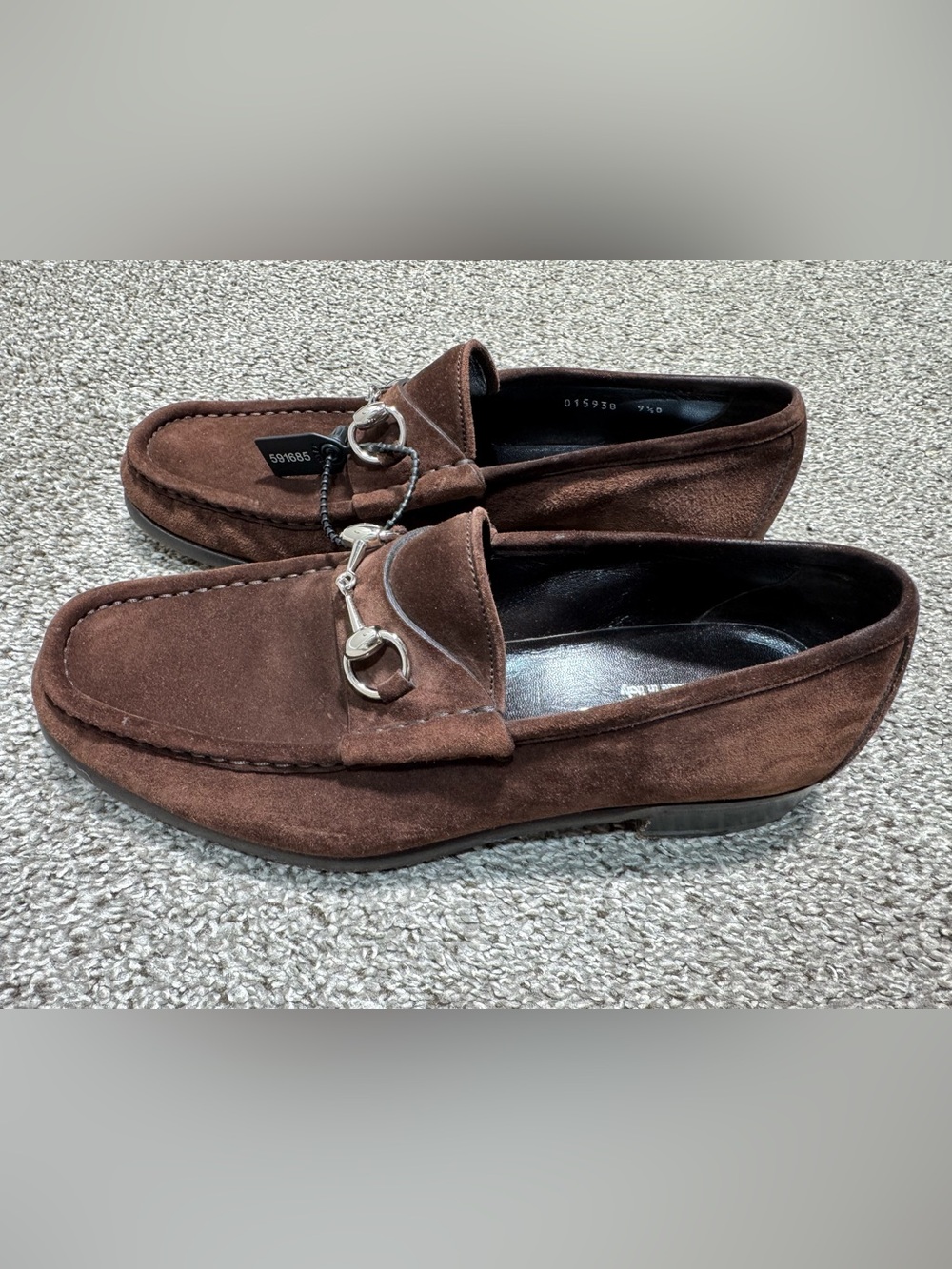 GUCCI Horsebit Suede Loafers Brown Mens 9.5 D Made in Italy Slip On Shoes - Picture 6 of 16